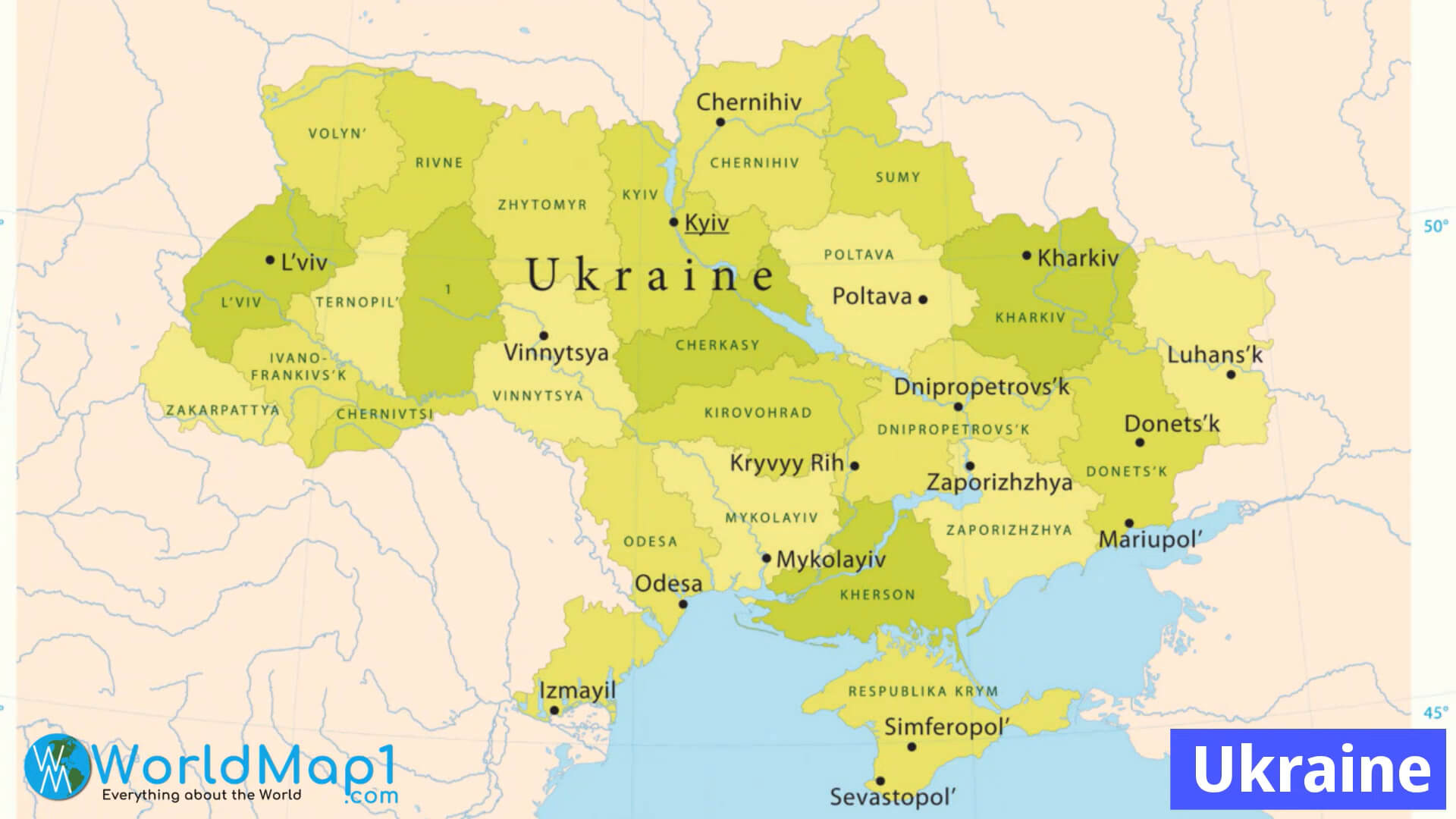 Politische Karte der Ukraine